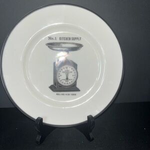 Hennes & Mauritz H&M 8" Round Plate B/W Vintage Scale Decal No. 1 Kitchen Supply
